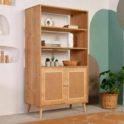 Produktbild von Lyndra Regal 90x40x110h cm Braun 3 Böden 2 Türen