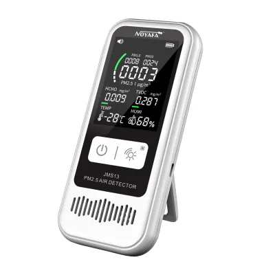 Zdjęcie produktu dla NOYAFA JMS13 Domowy detektor PM2.5 Monitor temperatury i wilgotności Akumulatorowy cyfrowy detektor jakości powietrza TVOC/HCHO Tester formaldehydu PM2.5 Monitor Termometr biurkowy Higrometr Formaldehyd Analizator jakości powietrza do domu, biura i samochodu