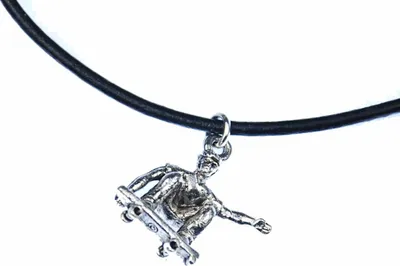 Produktbild von Skateboarder Kette Halskette Miniblings 45cm Leder Skateboard Longboard silber