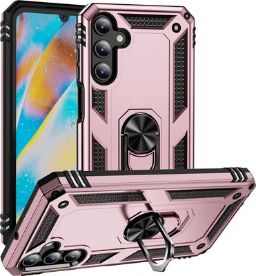 Produktbild von Schutzhülle für Samsung Galaxy A15 Dual Layer Robust Militäre Fallschutz Hülle mit Ringhalterung Ständer Roségold