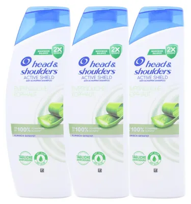Produktbild von 3x Head & Shoulders Anti Schuppen Shampoo für empfindliche Kopfhaut mit Aloe Vera je 500ml