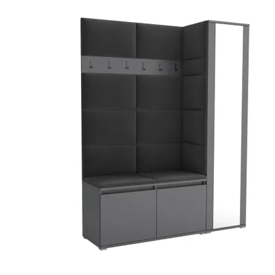 Produktbild von Garderobe LUTON 7 ANTHRACITE 16 - Farbe: anthrazit, moderne Garderobe 40x145x186 cm, funktionelle Lösung für den Flur, Garderobe, Möbel für den Flur,