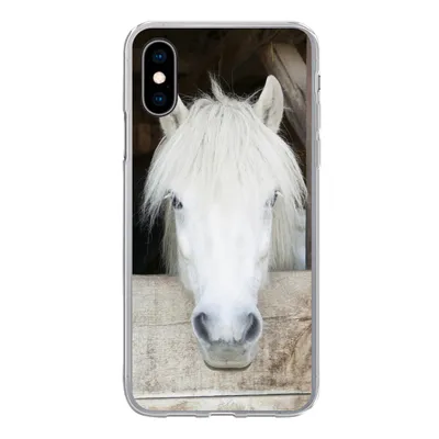 Produktbild von MuchoWow® Handyhülle Schutzhülle Hülle für iPhone X Pferde - Pferdestall - Regale Silikon Softcase Handy Hülle - Handyhülle
