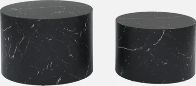 Immagine prodotto di Set di 2 tavolini rotondi con effetto marmo, Nero