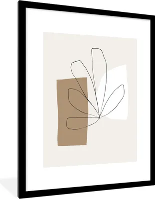 Produktbild von MuchoWow® Gerahmtes Poster Blumen - Minimalismus - Pastell 60x80 cm - Poster mit Schwarzem Bilderrahmen Wandposter Rahmen Foto Bilder - Wohnzimmer - Dekorationen - Prämie