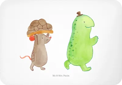 Produktbild von Mr. & Mrs. Panda magnet Schildkröte Maus - Weiß - Geschenk, Freunde, zettelhalter, rechteckmagnet, haftmagnet, Spazieren, whiteboardmagnet, Kühlschrankmagnet
