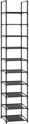 Produktbild von Famanu Schuhregal 10 Etagen - Schwarz, platzsparend, 33 x 33 x 173 cm