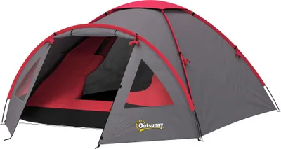 Produktbild von Campingzelt für 3 Personen leicht, stabil wasserdicht UV 50+ mit Vordach Tür Fenster, Bodenplane Grau