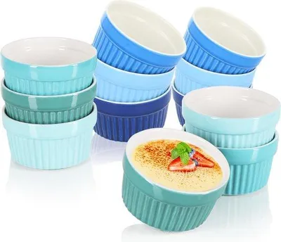 Produktbild von Famanu Soufflé-Förmchen Keramik - Crème Brûlée, 6er Set in verschiedenen Grüntönen