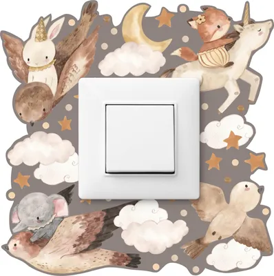 Produktbild von Muralo Wandtattoo-Lichtschalter TIERE Vögel Wolken 20x20cm Aufkleber für Kinderzimmer