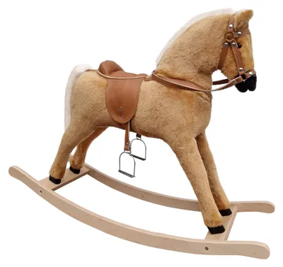 Produktbild von Großes Plüschpferd Haflinger Schaukelpferd Holzpferd hellbraun 96-115