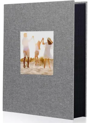 Productafbeelding van Fotoalbum, linnen, grijs, voor 300 foto's van 10x15 cm, met venster van 33x21,6 cm