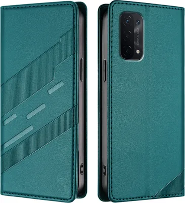 Produktbild von Hülle für Oppo A54 5G/A74 5G/A93 5G, Kunstleder Brieftaschen Handyhülle mit Kartenfach und Standfunktion Grün