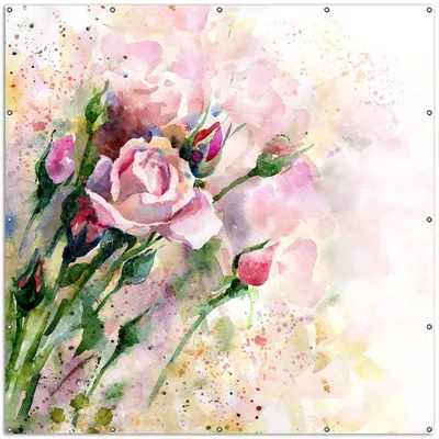 Produktbild von Wallario XXL Outdoor-Poster für Garten oder Balkon, Motiv Abstraktes Blumenbuket, in ca. 200 x 200 cm