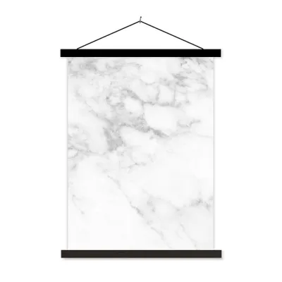 Produktbild von MuchoWow® Textilposter Marmor - Weiß - Grau - Luxus - Marmoroptik - Stein 40x53 cm mit schwarzem Rahmen - Abbildung