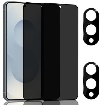 Obrázek produktu pro 2-balení Samsung S25 Edge Ochranné sklo na displej Privacy & 2-balení ochrana objektivu - Tvrzené sklo 9H - Super kvalita 3D
