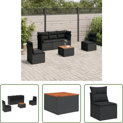 Produktbild von The Living Store 6-tlg. Garten-Sofagarnitur mit Kissen Schwarz Poly Rattan