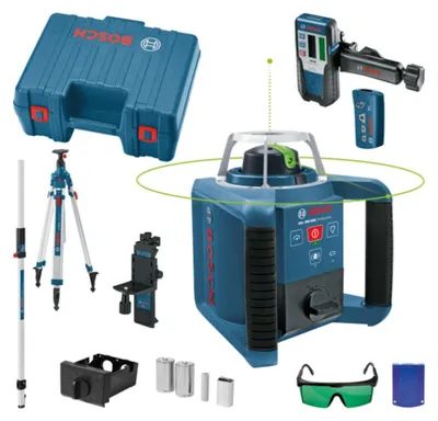 Immagine prodotto di Laser rotante GRL 300 HVG con treppiede da costruzione BT 300 HD e asta di misura GR 240