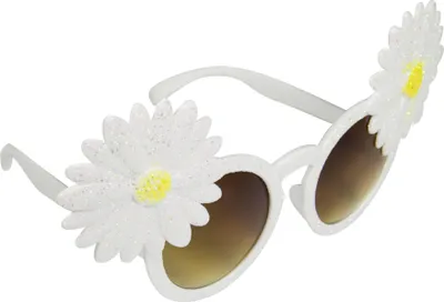 Produktbild von Blumen-Hippie-Brille für Erwachsene weiss-gelb - Einheitsgröße