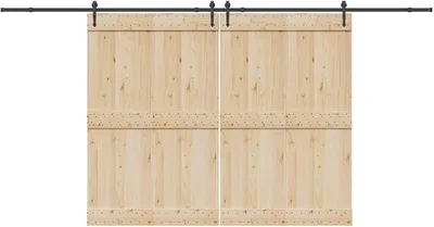 Produktbild von Schiebetürbeschlag-Set 213,5 cm Stahl Schwarz, Schiebetürsystem, Schiebetür Beschlag - 3295782