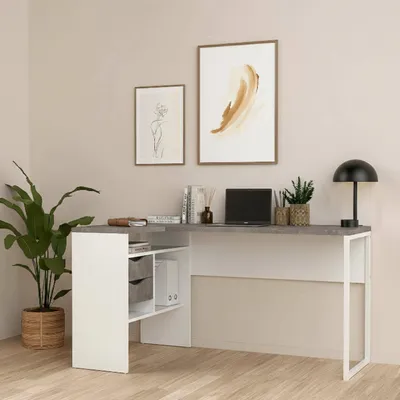 Immagine prodotto di Dmora Scrivania Moire 81x145.1x76.8h cm Bianco, un Vano 2 Cassetti