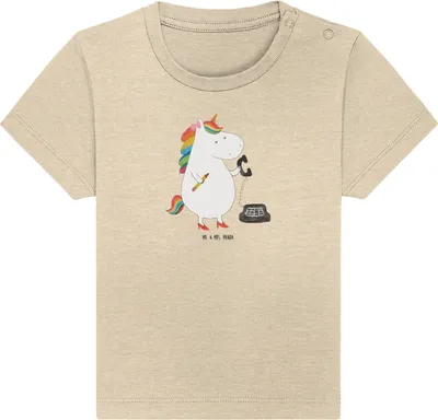 Produktbild von Mr. & Mrs. Panda Babyshirt Einhorn Sekretärin 12. - 18. Monat - Natural Raw - Geschenk, Baby Baumwollshirt, Jerseyshirt, T-Shirt, Bürohilfe, Unicorn, , Büro, Einhörner