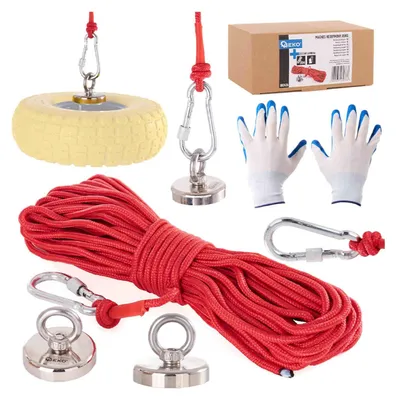 Obrázok produktu pre Neodýmový magnet 85kg, s lanom 20m a rukavicami