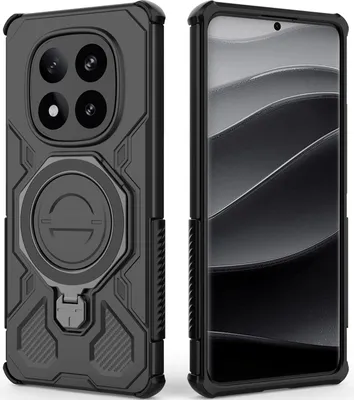 Produktbild von Robuste Handyhülle für Xiaomi Redmi Note 14 Pro+ 5G mit Ringhalter Ständer Stoßfest, Magnetisch, Dual-Layer Schutz Schwarz