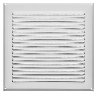 Produktbild von SOTECH Lüftungsgitter 250 x 250 mm Aluminium – weiß, aufschraubbar, mit Insektenschutz