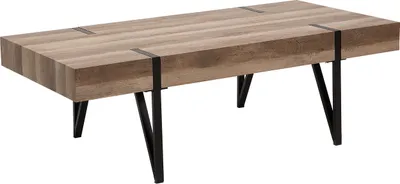 Zdjęcie produktu dla BELIANI Stolik kawowy brązowy czarne metalowe nogi 110 x 60 cm ława styl industrialny