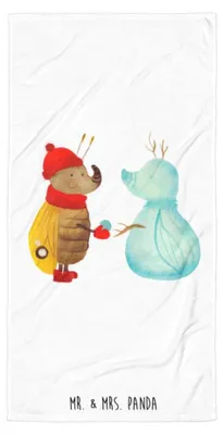 Produktbild von Mr. & Mrs. Panda Handtuch Nachtfalter Schneemann - Weiß - Geschenk, Weihnachten, Baumwollhandtuch, Winterzeit, Schnee, Weihnachtsgruß, Duschtuch, Winter, Reisehandtuch