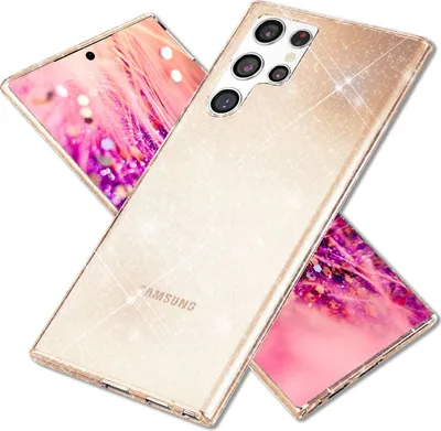 Immagine prodotto di NALIA Custodia protettiva scintillante per Samsung Galaxy S24 Ultra, custodia per cellulare in silicone trasparente con paillettes in oro diamantato