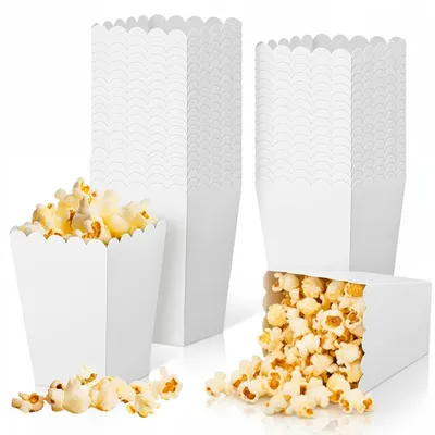 Popcorndosen, 24 Stück, Weiß, Karton, 5,5×7,5×11 cm