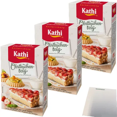 Produktbild von Kathi Backmischung für Obstkuchenteig 3er Pack (3x250g Packung) + usy Block