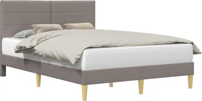 Produktbild von vidaXL Bettrahmen mit Kopfteil Taupe 140 x 200 cm Stoff