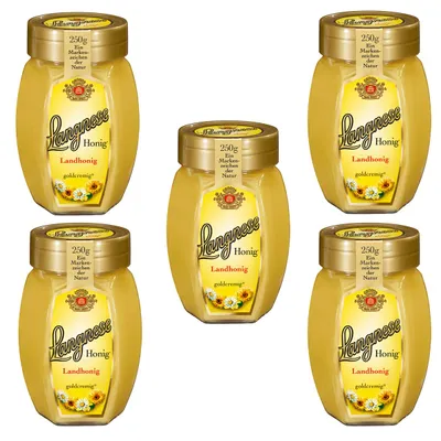 Image de Langnese Miel de campagne doré, crémeux et jaune beurre 250g paquet de 5