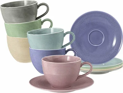 Produktbild von Seltmann Weiden Beat Bunt Milchkaffeetasse + Untertasse 6er Set