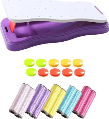 Obrázek produktu pro Řemeslná sada náramků pro děti od 5 let s knoflíky a samolepkami + 15 elastických šňůrek navíc - BRAIDMAKERMORE