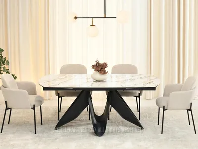 Obrázek produktu pro Elegantní rozkládací stůl 180(260)x98 CANO - béžový mramor / černý
