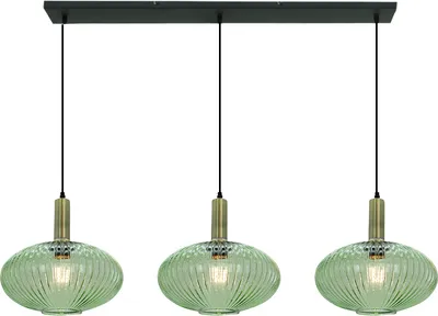 Produktbild von Olucia - CHARLOIS - Pendelleuchte - Grün/Gold - 3 Lampen