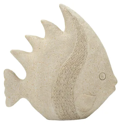 Produktbild von Sand-Fischskulptur aus beigem Kunstharz im Sandeffekt