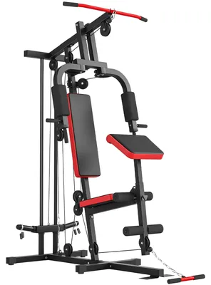 Produktbild von SPORTNOW Kraftstation Fitnessstation mit Latzug, Butterflystange, Preacher Bank