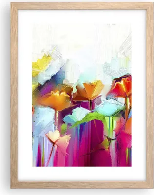 Produktbild von Gerahmtes Poster - Rahmen in heller Eiche - Blumen Wiese Sommer - 30x40 cm - Wand Bild - Wanddeko - Wandbilder - Wandposter - Bilderrahmen - Bilder - Kunstdruck - Wandbild - P2NPA30x40-4095