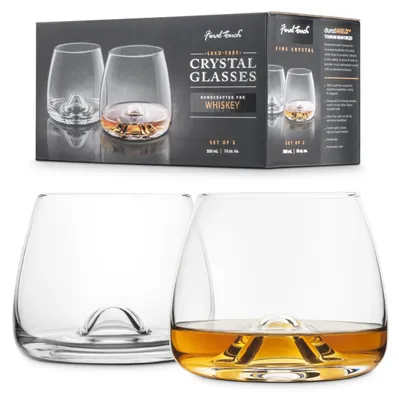 Produktbild von Whiskeygläser, 100% bleifrei – Kristall – Set mit 2 Stück – 300 ml – 9 cm – Stoßfest dank DuraSHIELD – Glas