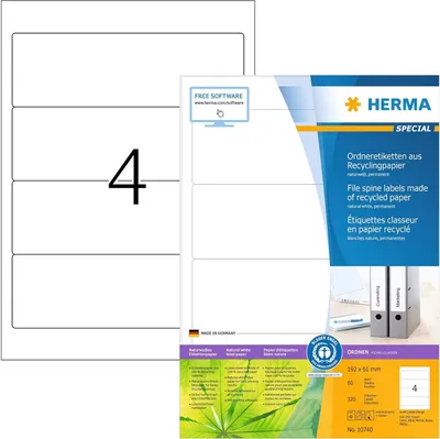 Produktbild von HERMA 10740, Weiß, Selbstklebendes Druckeretikett, Gestanztes Etikett, Papier, Laser/Inkjet, Permanent