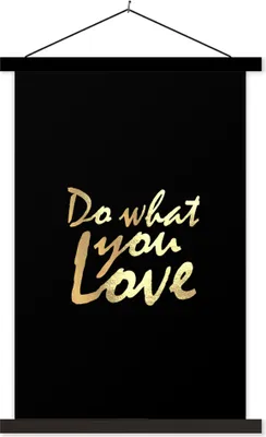 Produktbild von MuchoWow® Textilposter Zitat - Liebe - Schwarz - Gold 120x180 cm mit schwarzem Rahmen - Fotos