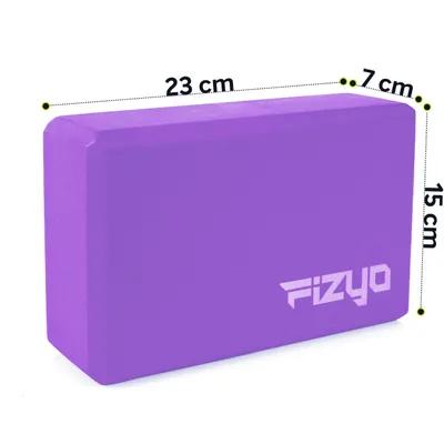 Zdjęcie produktu dla FIZYO Kostka do Ćwiczeń Jogi, Pilatesu, Stretchingu, Fitnessu, Rozciągania, Antypoślizgowy Yoga Blok, Klocek, Pianka EVA fioletowy (23x7x15 cm)