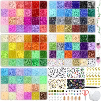 Zdjęcie produktu dla Zestaw koralików szklanych 4 mm, 13350 szt., 114 kolorów, do bransoletek