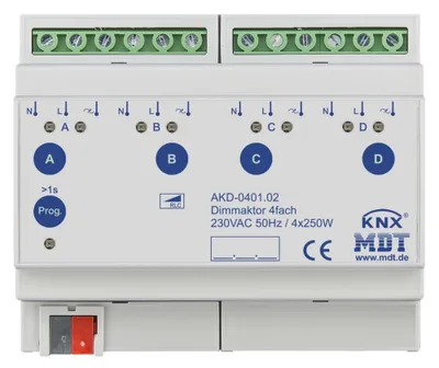 Productafbeelding van MDT KNX universele dimmer, 4-voudig, met vermogensmeter, 1 stuk.