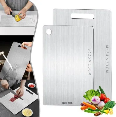 Zdjęcie produktu dla Ibenzoa® Deska do krojenia dwustronna, wykonana w 100% z czystego tytanu – dostępne dwa rozmiary (25×15 cm, 23×30 cm), higieniczna i łatwa do czyszczenia